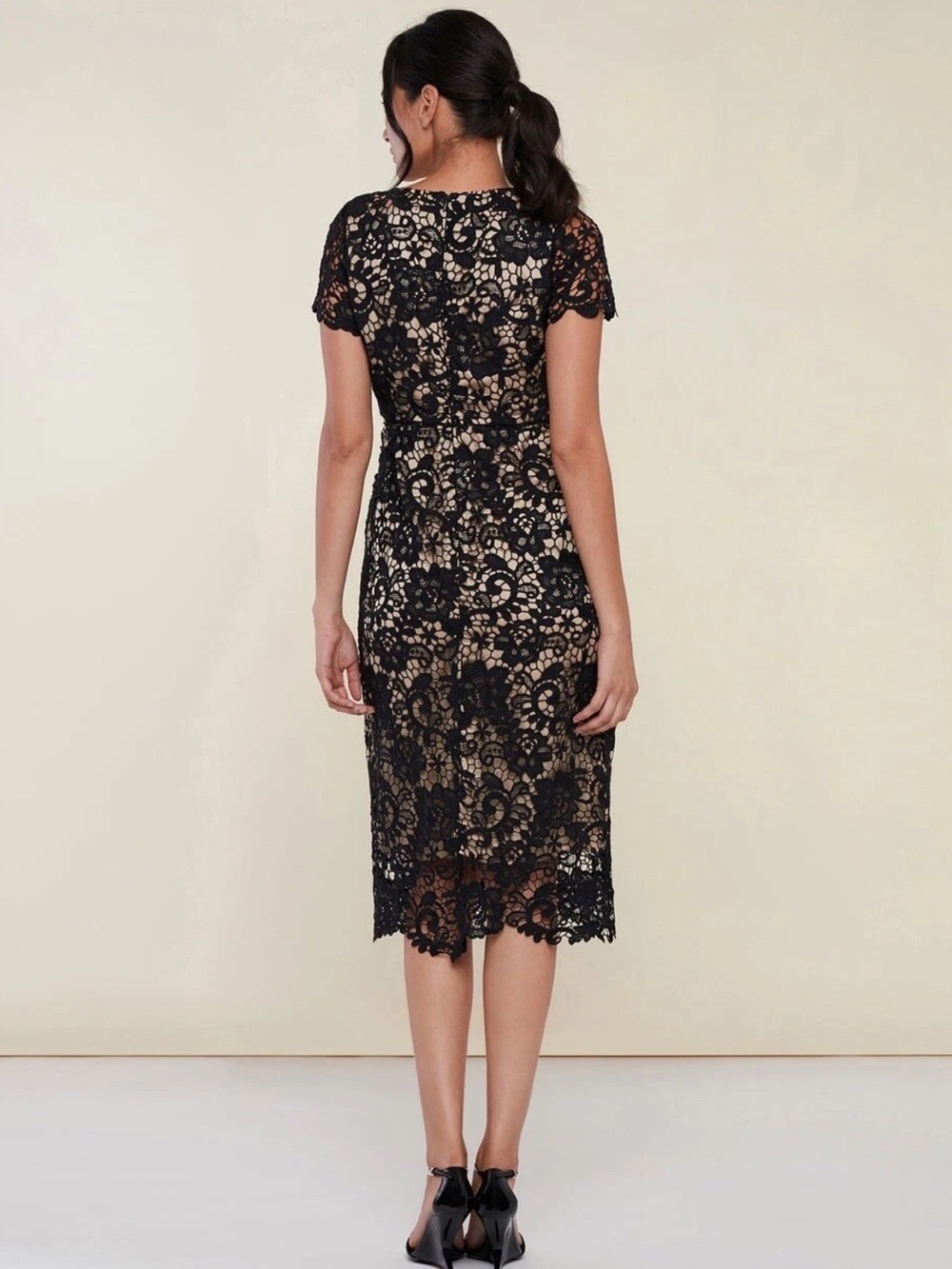 Rachel Parcell Black Lace Button-Front Midi Dress - Picture 2 of 6